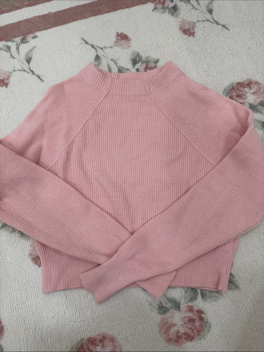 Free People Pink Ribbed Turtleneck Sweater